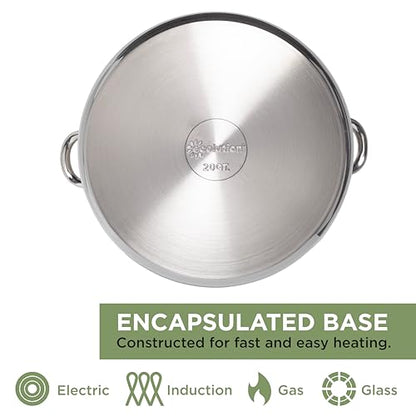Ecolution Stainless Steel Stock Pot, Encapsulated Induction Ready Cooking Pot with Glass Lid, Oven Safe, Dishwasher Safe Soup Pot, 20-Quart