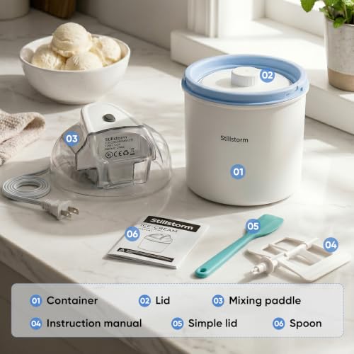 Stillstorm Ice Cream Maker，1.5 Quarts Ice Cream Machine for Home
