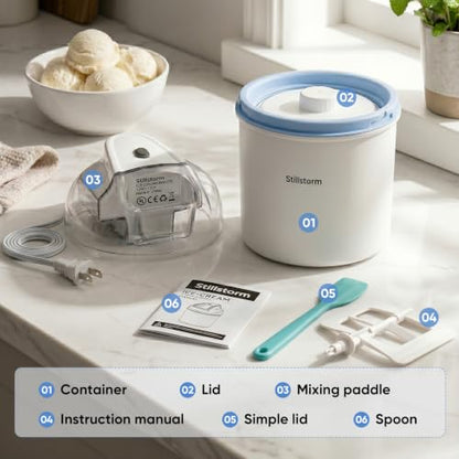 Stillstorm Ice Cream Maker，1.5 Quarts Ice Cream Machine for Home