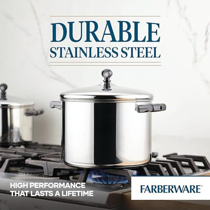 Farberware Classic Series Stainless Steel Stock Pot with Lid, 8-Quart, Silver