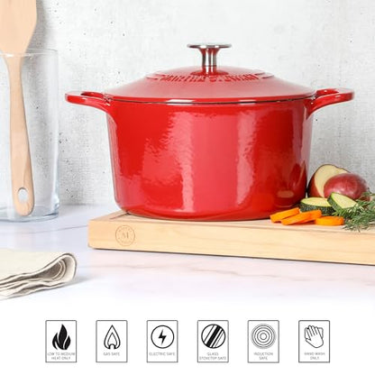 Martha Stewart Gatwick 4 Quart Enamel Cast Iron Dutch Oven - Red