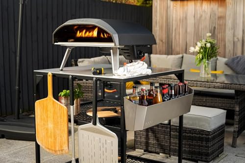 ooni Large Modular Outdoor Table - 31x31x35 Inch Stainless Steel Pizza Oven Stand, Barbecue Cart, Outdoor Pizza Station