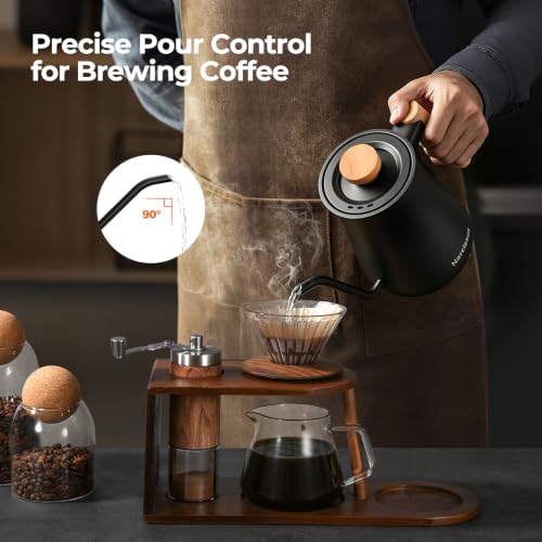 Gooseneck Electric Kettle with Temperature Control ±1°F Precision, Narcissus P901 Pour Over Coffee & Tea Kettle, 0.9 Liter & 1200W Rapid Boil, Max 6 Hours Keep Warm, 304 Stainless Steel, BPA-Free