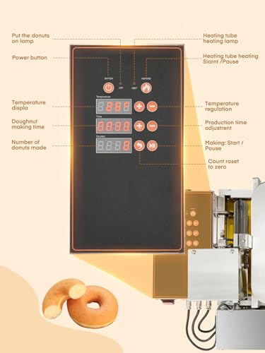 FOHERE Commercial Automatic Donut Maker Machine, 1750W 4-Row Mini Donut Fryer, 3L Hopper with Intelligent Control, 250PCS/H High Capacity, Stainless Steel for Bakeries, Cafes & Dessert Shops (Silver)