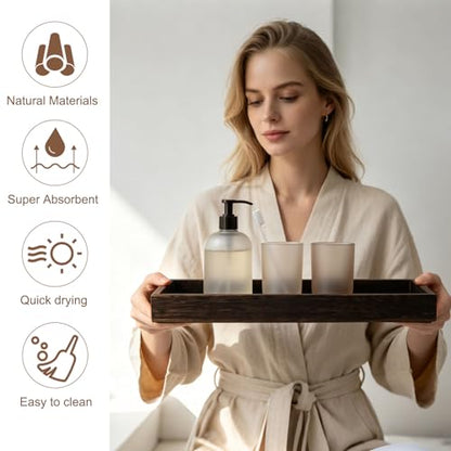 Klunk Wooden Trays Set of 3 - Rustic Farmhouse Decorative Nesting Trays for Coffee Table, Bathroom Vanity, Candles & Perfume, Multi-Purpose Wood Serving Trays for Home