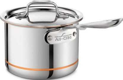 All-Clad Copper Core 5-Ply Stainless Steel Sauce Pan 2 Quart Induction Oven Broiler Safe 600F Pots and Pans, Cookware Silver