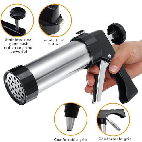 Spritz Cookie Press Gun Kit, Cookie Maker with 13 Cookie Discs + 8 Icing Nozzles and Cleaning Brush DIY Christmas Birthday Cookies Maker Gifts for Women