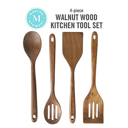 Martha Stewart Bainford 4-Piece Wooden Kitchen Tool Set - Walnut