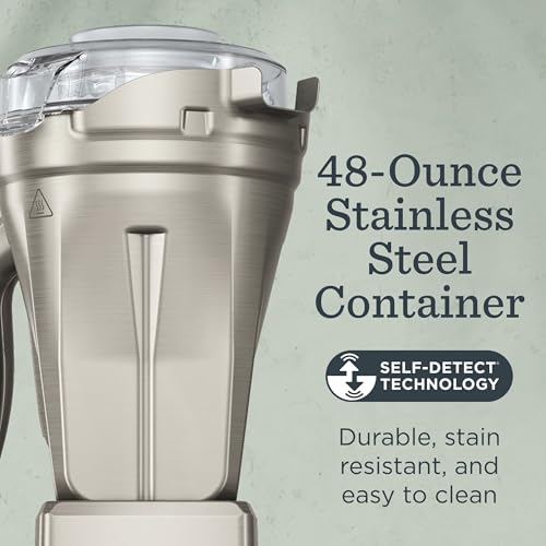 Vitamix 48-Ounce Stainless-Steel Blender Container with SELF-DETECT, Dishwasher-Safe, BPA-Free Clear Lid, Laser-Cut Stainless-Steel Blades, Compatible with All Full-Size Vitamix Blenders