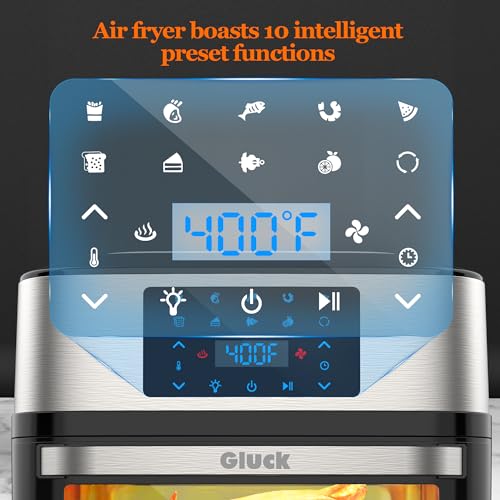 Air Fryer Oven Large 20 QT, 10-in-1 Toaster Oven Air Fryer Combo with Window for Family, Airfryer Oven with Rotisserie, 3 Dehydrating Racks