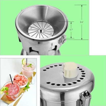 Juicer Machine, Fruit and Vegetables Juice Maker, Commercial Juice Extractor Stainless Steel Heavy Duty 110V 370W