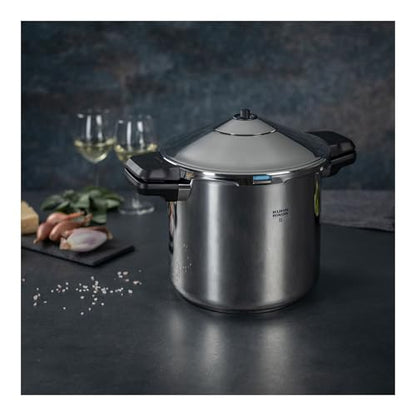 Kuhn Rikon DUROMATIC® 7.0L Stovetop Pressure Cooker – 22cm, Swiss Made – 18/10 Stainless Steel, Energy Efficient, Safe Locking Lid, Works on Induction & All Stovetops, Includes Trivet & Cookbook