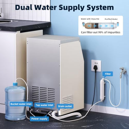 GSEICE Commercial Ice Maker Machine (80lbs/24H with 12lbs Ice Storage)
