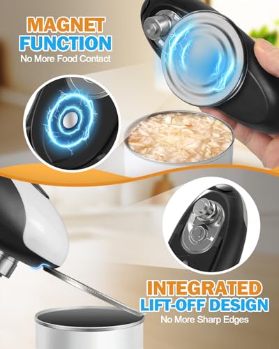 Electric Can Opener, One Touch Safety Automatic Can Opener - Easy Smooth Edge Hands Free, Battery Operated Openers Fits Most Cans, Ideal for Seniors People with Weak Hands & Arthritis