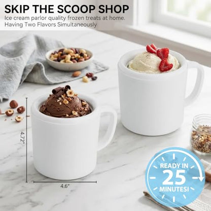 Pukomc Home Swirl Ice Cream Maker Machine with 2 Ice Cream Cup,0.9 quarts