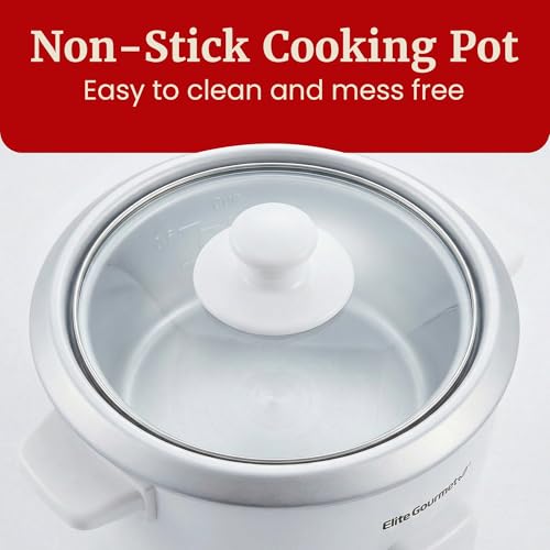 Elite Gourmet ERC-003X Electric Rice Cooker with Automatic Keep Warm Makes Soups, Stews, Grains, Hot Cereals, 6 Cups Cooked (3 Cups Uncooked), White