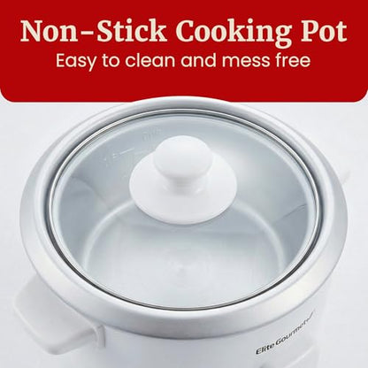 Elite Gourmet ERC-003X Electric Rice Cooker with Automatic Keep Warm Makes Soups, Stews, Grains, Hot Cereals, 6 Cups Cooked (3 Cups Uncooked), White