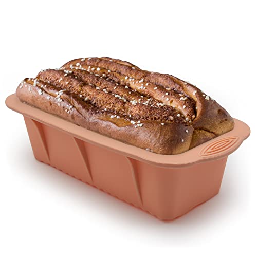 Baocuan 3 pack Silicone Bread Loaf Pans - Baking Mold For Baking Cakes,Brownies,Long loaf of bread Cheesecakes,Homemade Cakes Breads,Meatloaf,Ice brickand and More Set of 3 colors