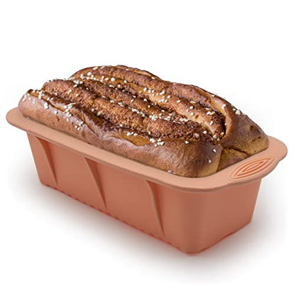 Baocuan 3 pack Silicone Bread Loaf Pans - Baking Mold For Baking Cakes,Brownies,Long loaf of bread Cheesecakes,Homemade Cakes Breads,Meatloaf,Ice brickand and More Set of 3 colors