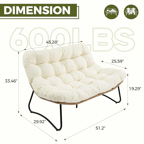 RADIATA Outdoor Patio Loveseat, Boho Lounge Couch with Comfy Thick Cushion