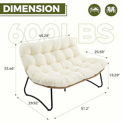 RADIATA Outdoor Patio Loveseat, Boho Lounge Couch with Comfy Thick Cushion