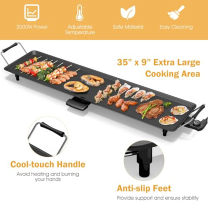 35 Inch 2000W Nonstick Electric Teppanyaki Grill