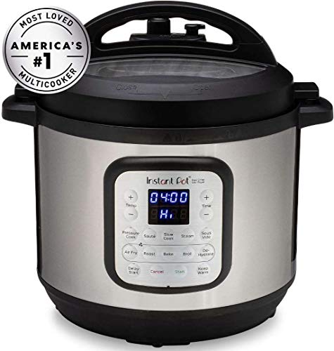 Instant Pot Duo Crisp 11-in-1 Air Fryer and Electric Pressure Cooker Combo with Multicooker Lids that Fries, Steams, Slow Cooks, Dehydrates,Free App With Over 800 Recipes, Black/Stainless Steel, 8QT