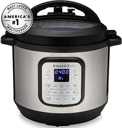 Instant Pot Duo Crisp 11-in-1 Air Fryer and Electric Pressure Cooker Combo with Multicooker Lids that Fries, Steams, Slow Cooks, Dehydrates,Free App With Over 800 Recipes, Black/Stainless Steel, 8QT