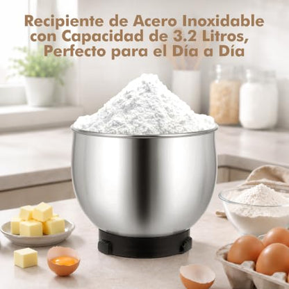 Kitchen in the box Stand Mixer,3.2Qt Mini Electric Food Mixer,6 Speeds Portable Lightweight Kitchen Mixer for Daily Use with Egg Whisk,Dough Hook,Flat Beater (White)