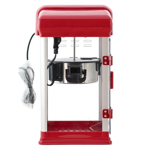 West Bend Stir Crazy Movie Theater Popcorn Popper, Gourmet Popcorn Maker Machine with Nonstick Popcorn Kettle, Measuring Tool and Popcorn Scoop for Popcorn Machine, 4-Qt., Red