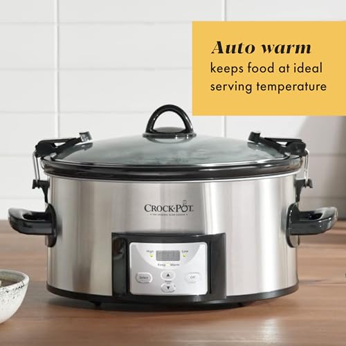 Crock-Pot 6 Quart Cook & Carry Programmable Slow Cooker with Digital Timer Stainless Steel (CPSCVC60LL-S) pack of 1