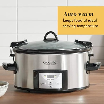 Crock-Pot 6 Quart Cook & Carry Programmable Slow Cooker with Digital Timer Stainless Steel (CPSCVC60LL-S) pack of 1
