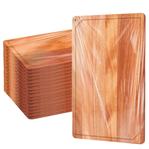 Eaasty 12 Set Extra Large Plain Cutting Board Bulk Heavy Duty Wood Cutting Boards Set with Juice Groove for Kitchen Wedding Housewarming Crafts Gifts, Pre Oiled (14" x 11",Walnut)
