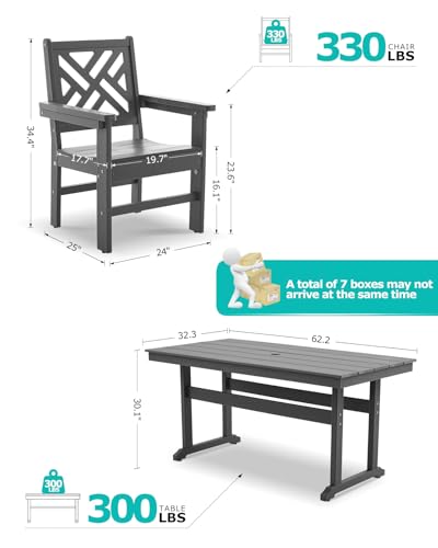 AXMOLM 12 Piece HDPE Outdoor Dining Set for 10, Patio Dining Furniture Set with 2 Table and Umbrella Hole, Outdoor Table and Chairs for Garden, Poolside, Backyard, Deck