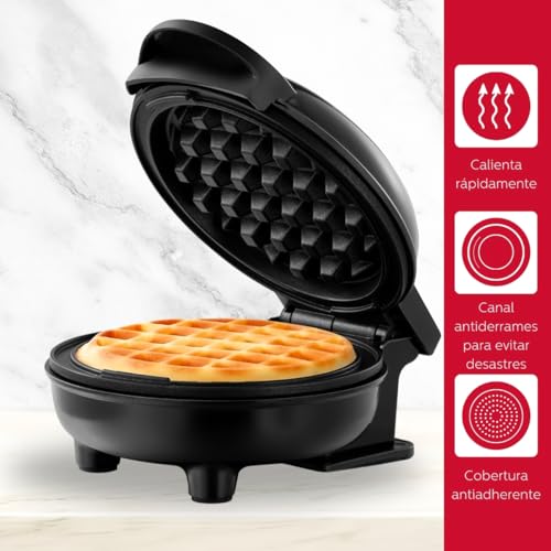 Holstein Housewares Personal Non-Stick Waffle Maker, Black - 4-inch Waffles in Minutes