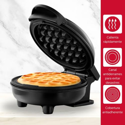 Holstein Housewares Personal Non-Stick Waffle Maker, Black - 4-inch Waffles in Minutes