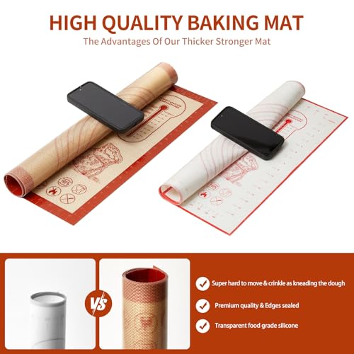 Silicone Baking Pastry Dough Mat - 32x24Inch Extra Large Cookie Bread Rolling Mats Sheet, Nonstick Kitchen Counter Kneading Board, Thick Reusable Pie Cookies Pizza Fondant Making Matt with Measurement
