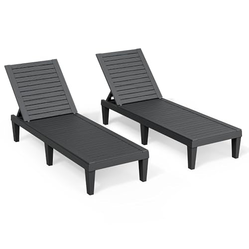 NBYSGO Outdoor Chaise Lounge Chairs Set of 2, Texture Black