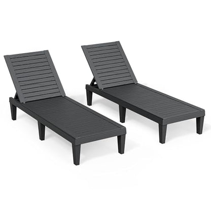 NBYSGO Outdoor Chaise Lounge Chairs Set of 2, Texture Black