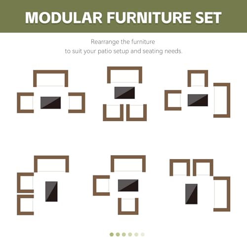PAIQIAN Patio Furniture Set 4 Pieces, Outdoor Rattan Furniture with Tempered Glass Coffee Table, Modern Rattan Patio Chairs Conversation Sets with Sofa for Garden, Terrace, Porch, Lawns Brown/Beige