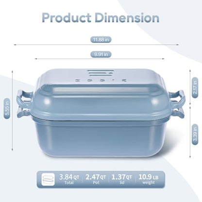 Ryede Dutch Oven for Sourdough Bread Baking, Enameled Cast Iron Dutch Oven Pot with Lid, 10×6 Bread Loaf Pans with Lid for Homemade Bread, Cake, Meatloaf, Oven & Induction Safe (Blue, 3.84 QT)