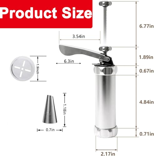 Spritz Cookie Press Kit - 20 Stainless Steel Discs & 8 Icing Nozzles - Professional Biscuit Maker with Effortless Trigger - Complete Spritz Cookie Maker for Homemade Treats and Pastry Decoration