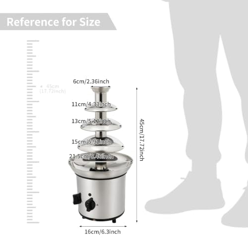4 Tier Chocolate Fountain Machine, Electric Stainless Steel Fondue Fountain