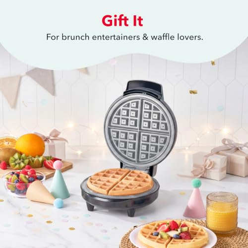 Dash Precision Crisp Belgian Waffle Maker, 8-Inch, Ceramic Nonstick, Black
