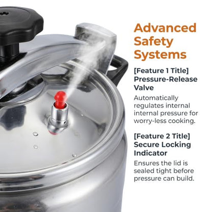 11L Pressure Cooker Aluminum Silver Multi-Cooking Stovetop Pressure Cooker