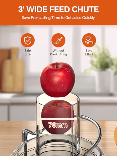 Juicer Machine, Centrifugal Juicer with 3" Extra Wide Feed Chute for Fruit Vegetable, Max Power 800W, Juice Maker with 3-Speed Setting, High Juice Yield, Easy to Clean, Stainless Steel, BPA-Free