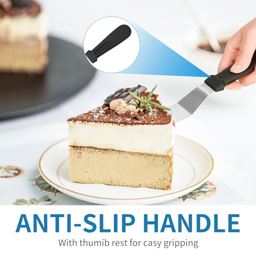 3 PCS Icing Spatulas, Offset Spatula, Stainless Steel Cake Decorating Spatulas Set 6/8/10 inch Professional Angled Cake Spatula Plastic Frosting Handle for Home, Kitchen or Bakery by XEKIGU