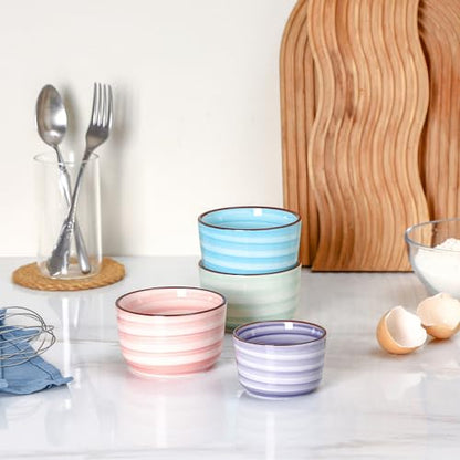 Selamica Ramekins 4 OZ Oven Safe for Creme Brulee, Porcelain Custard Cups Ramekins for Baking, Mini Souffle Dishes, Dipping Sauce Bowls, Set of 6, Gradient Color