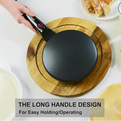 Electric Crepe Maker, 8" Crepe Pan Nonstick with Batter Spreader & Dipping Tray, 800W Quick Heat-Up & Auto Temperature Control for Perfect Pancakes, PFOA & BPA Free, Easy Clean Portable Griddle