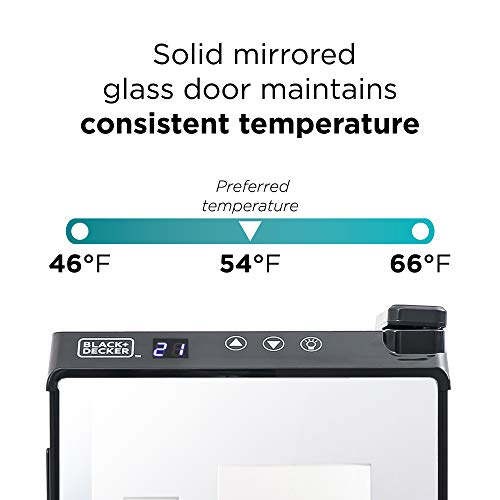 BLACK+DECKER Wine Cooler 8 Bottle,Wine Fridge Thermoelectric with Mirrored Front,Freestanding Wine Cooler Refrigerator &LED Display,BD60326
